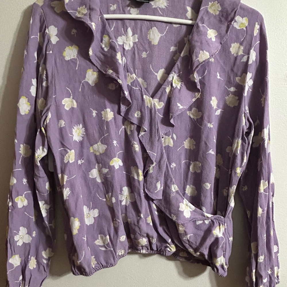 Floral Ruffle Women's Top - Purple